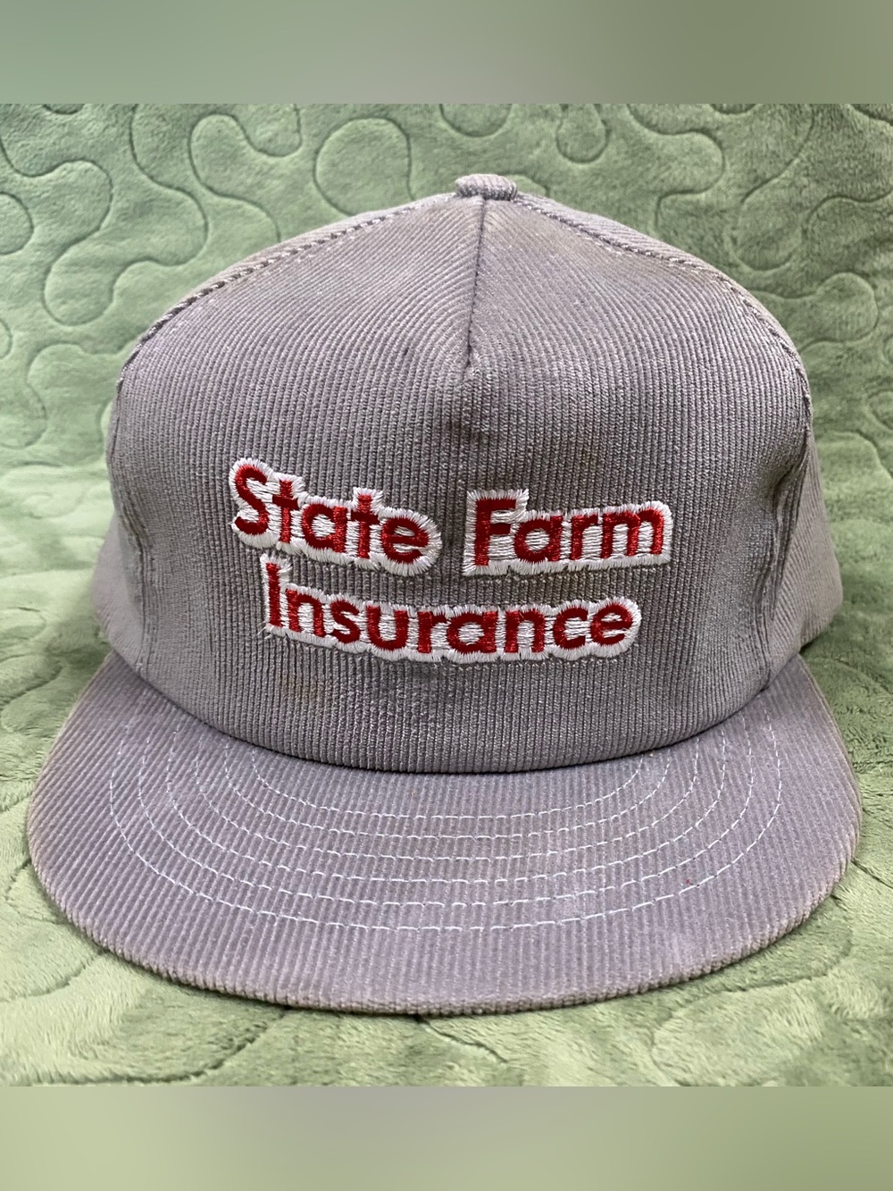 Vintage Corduroy State Farm Insurance Snapback Trucker Hat SWINGSTER, READ